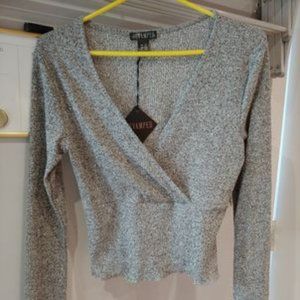 Revamped long sleeve grey wrap type shirt